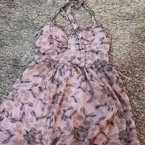 Rachael & Chloe Pink and Gray Butterfly Dress